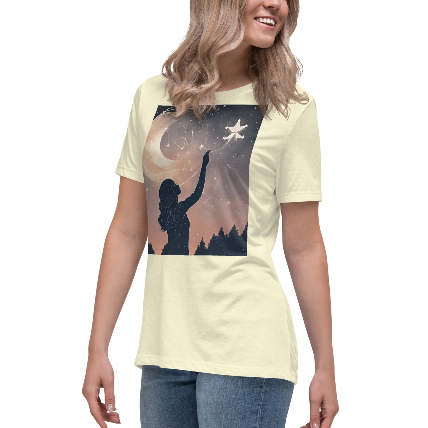 Ethereal Woman Touching the Stars Women's Relaxed T-Shirt