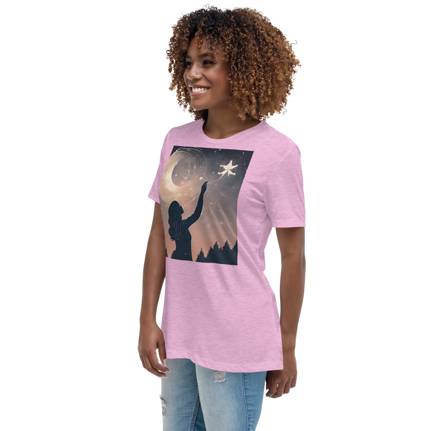 Ethereal Woman Touching the Stars Women's Relaxed T-Shirt