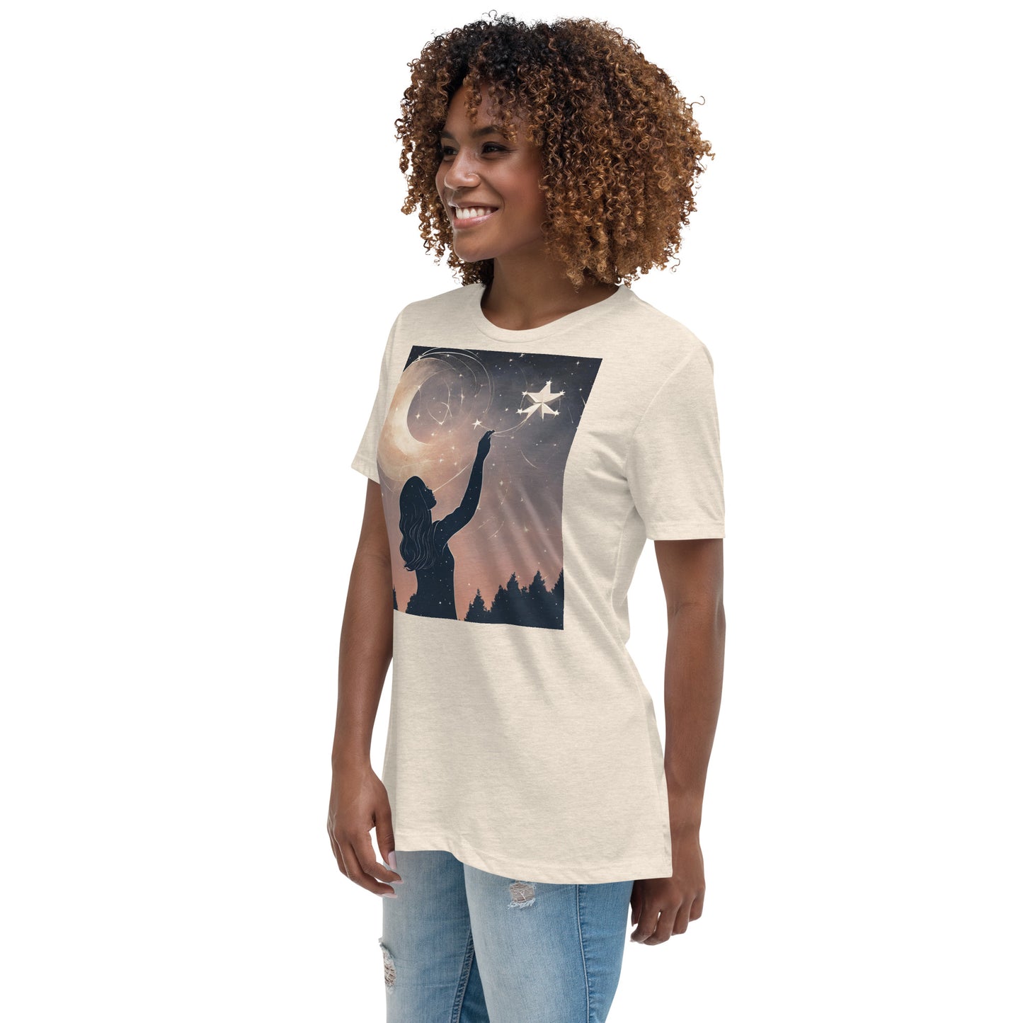 Ethereal Woman Touching the Stars Women's Relaxed T-Shirt