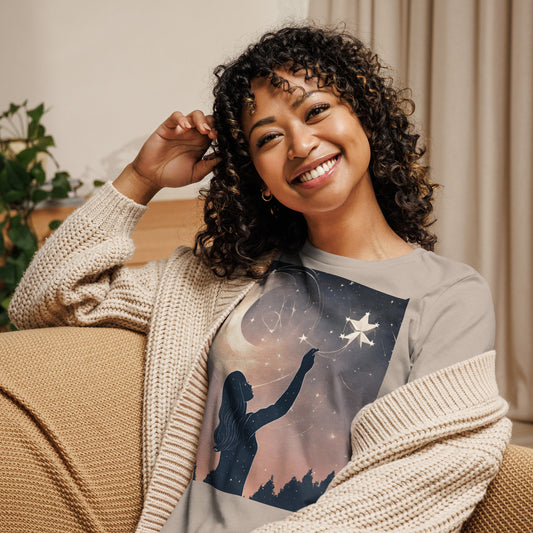 Ethereal Woman Touching the Stars Women's Relaxed T-Shirt