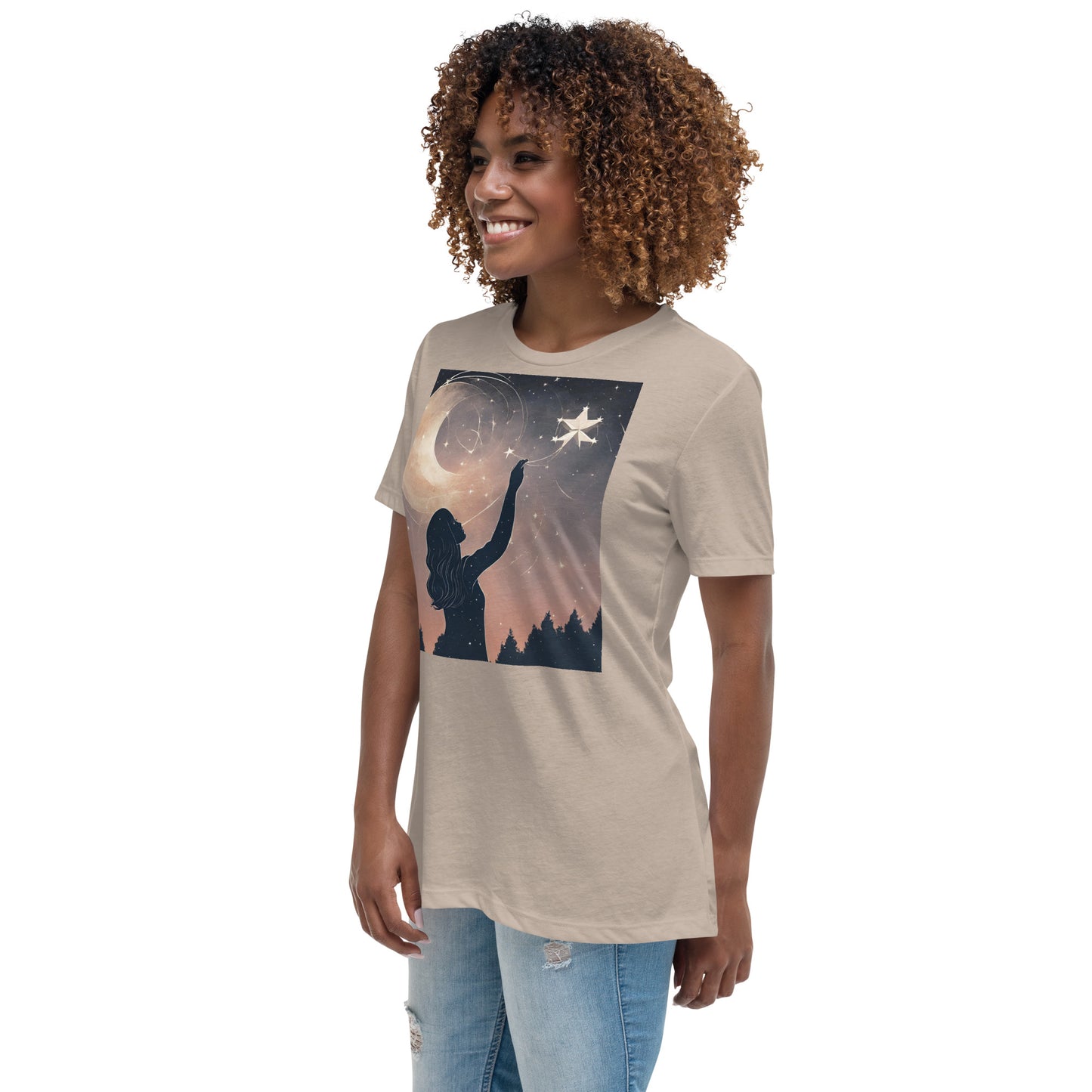 Ethereal Woman Touching the Stars Women's Relaxed T-Shirt