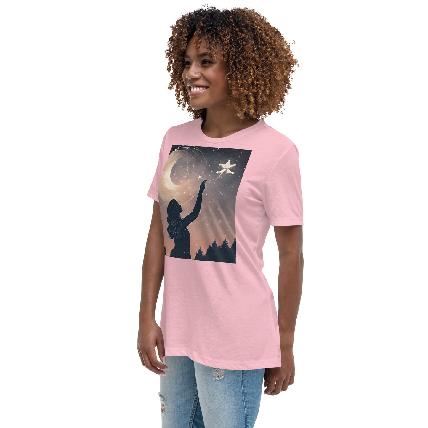 Ethereal Woman Touching the Stars Women's Relaxed T-Shirt