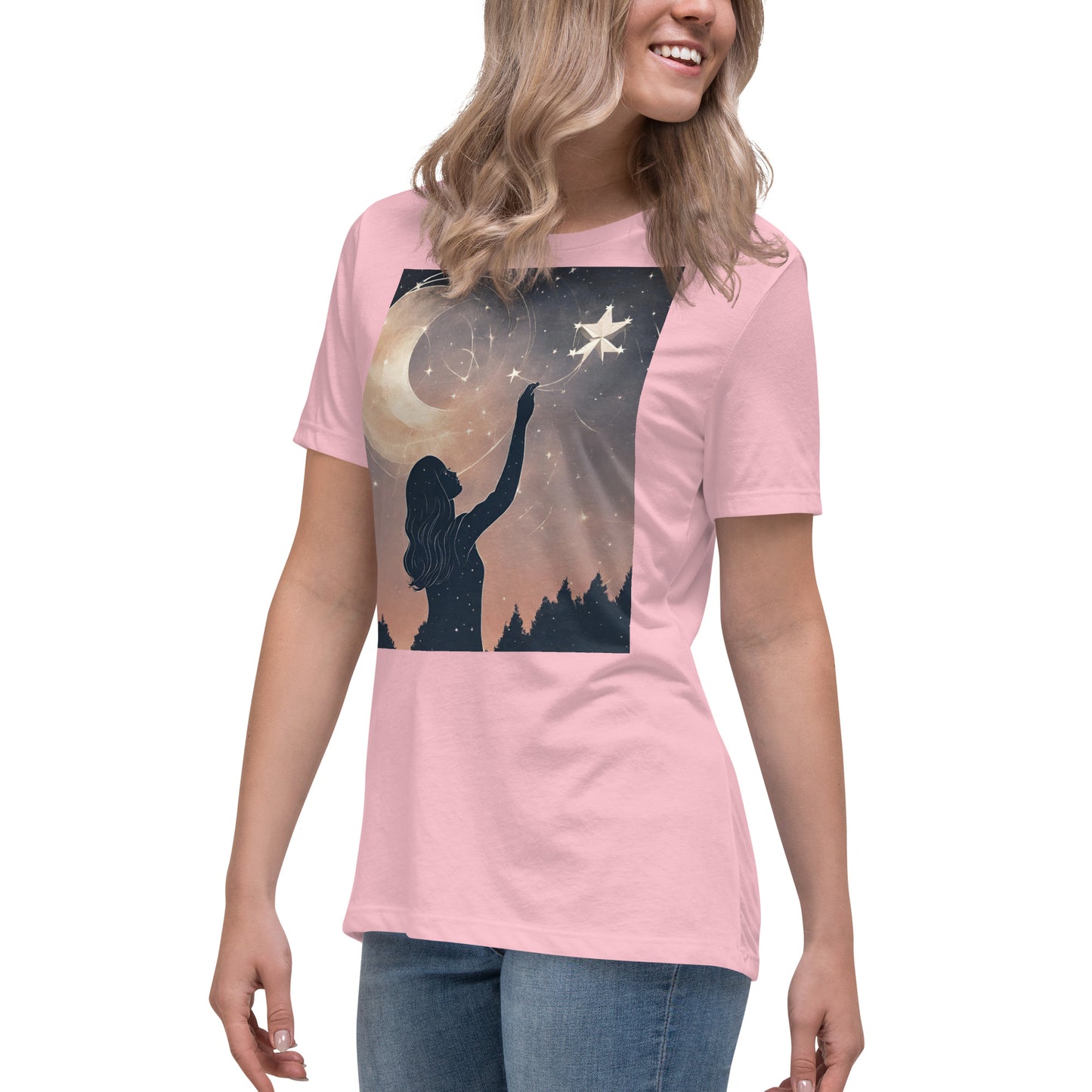 Ethereal Woman Touching the Stars Women's Relaxed T-Shirt